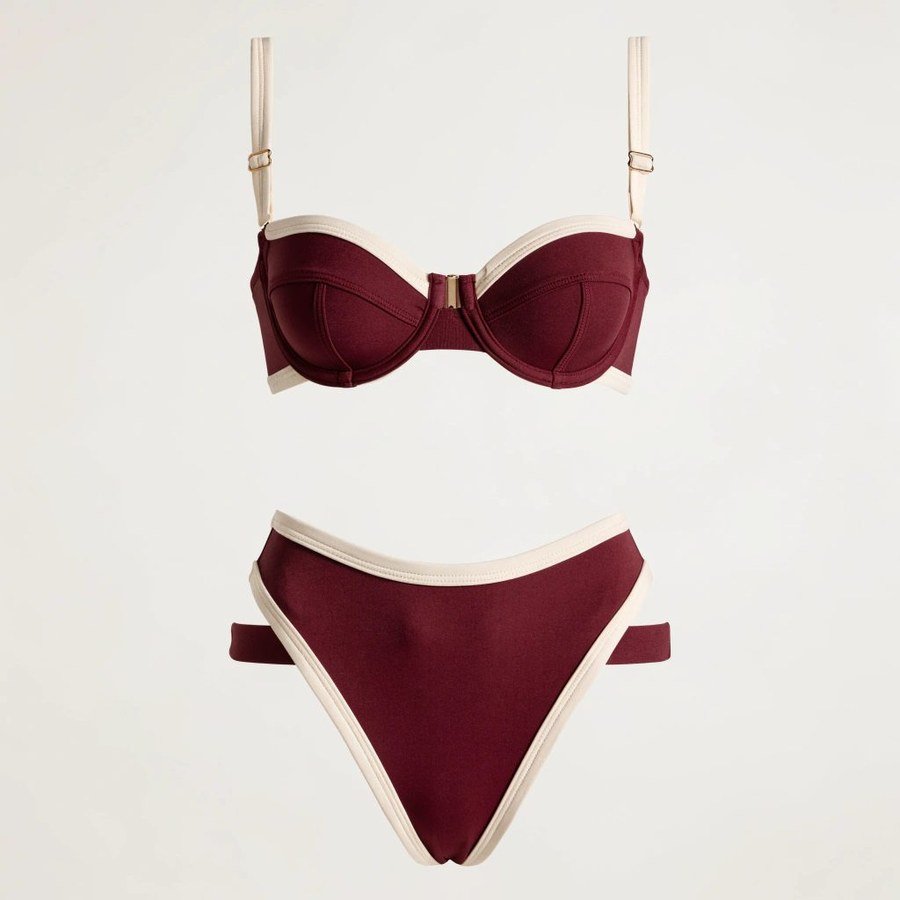 Signature Balconette Set in oxblood with ivory trim